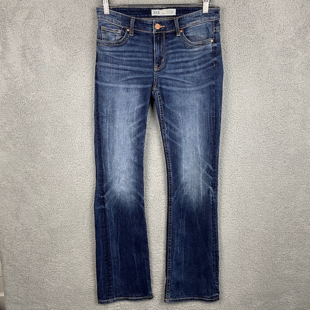 BKE BUCKLE Peyton Bootcut Jeans Womens 27x33.5 (29x33) Blue Mid Rise Stretch